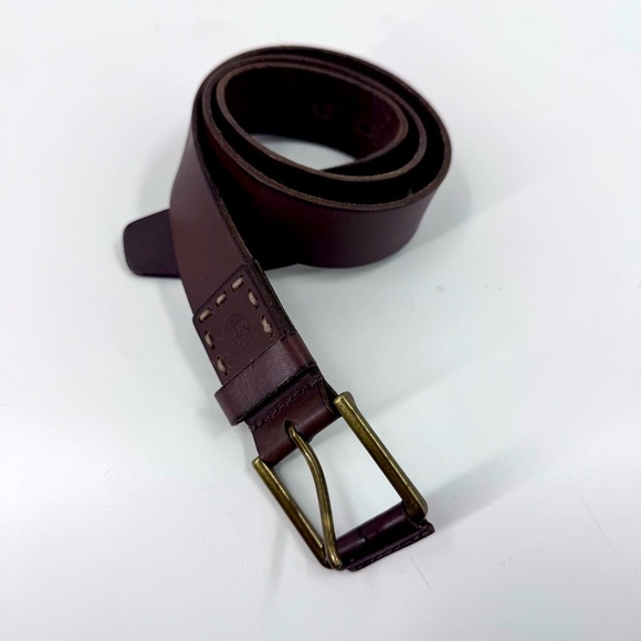 Timberland Genuine Leather Belt with gold Buckle - Brown Size 36 - Picture 1 of 7